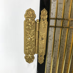 Japanese Buddhist Altar Part Inner Door Lacquer Panel Vtg Brass Black Gold BA437