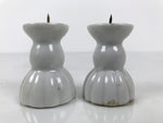 Japanese Buddhist Altar Porcelain Candle Stand 2pcs Shokudai Simple White BA827