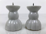 Japanese Buddhist Altar Porcelain Candle Stand 2pcs Shokudai Simple White BA827