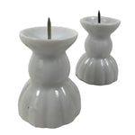 Japanese Buddhist Altar Porcelain Candle Stand 2pcs Shokudai Simple White BA827