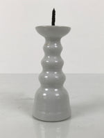 Japanese Buddhist Altar Porcelain Candle Stand Vtg Shokudai Simple White BA801