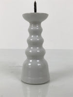 Japanese Buddhist Altar Porcelain Candle Stand Vtg Shokudai Simple White BA801