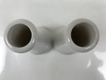 Japanese Buddhist Altar Porcelain Flower Vase Vtg Hanatate Kabin 2pc White BA723
