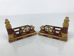 Japanese Buddhist Altar Wooden Kouran Railing Decorative Part 6pc Brass Red BP7