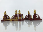 Japanese Buddhist Altar Wooden Kouran Railing Decorative Part 6pc Brass Red BP7