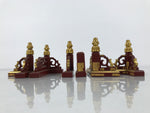 Japanese Buddhist Altar Wooden Kouran Railing Decorative Part 6pc Brass Red BP7