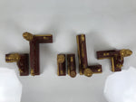 Japanese Buddhist Altar Wooden Kouran Railing Decorative Part 6pc Brass Red BP7
