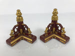 Japanese Buddhist Altar Wooden Kouran Railing Decorative Part 6pc Brass Red BP7