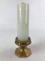 Japanese Buddhist Ceramic Candle Holder W/ Lotus Candle Vtg Gold Flower BA133