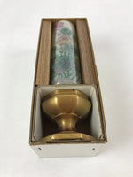 Japanese Buddhist Ceramic Candle Holder W/ Lotus Candle Vtg Gold Flower BA134