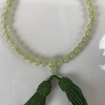 Japanese Buddhist Juzu Prayer Bracelet Vtg Rosary Agate Stone Green Tassel JZ148