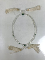 Japanese Buddhist Prayer Bracelet Vtg Juzu Beads Clear Green Rosary Tassel JZ171