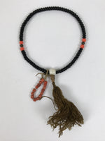 Japanese Buddhist Prayer Bracelet Vtg Juzu Black Orange Glass Beads Tassel JZ185