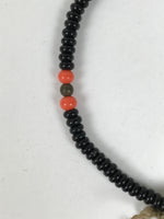 Japanese Buddhist Prayer Bracelet Vtg Juzu Black Orange Glass Beads Tassel JZ185