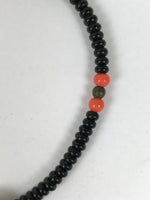 Japanese Buddhist Prayer Bracelet Vtg Juzu Black Orange Glass Beads Tassel JZ185