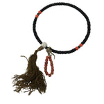Japanese Buddhist Prayer Bracelet Vtg Juzu Black Orange Glass Beads Tassel JZ185