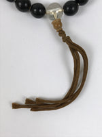 Japanese Buddhist Prayer Bracelet Vtg Juzu Black Resin Glass Beads Tassel JZ179