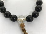 Japanese Buddhist Prayer Bracelet Vtg Juzu Black Resin Glass Beads Tassel JZ179