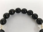 Japanese Buddhist Prayer Bracelet Vtg Juzu Black Resin Glass Beads Tassel JZ179