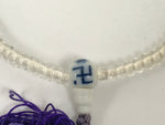Japanese Buddhist Prayer Bracelet Vtg Juzu Clear Glass Beads Purple Tassel JZ188