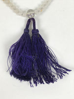 Japanese Buddhist Prayer Bracelet Vtg Juzu Clear Glass Beads Purple Tassel JZ189