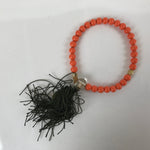 Japanese Buddhist Prayer Bracelet Vtg Rosary Juzu Orange Stone Glass Beads JZ156