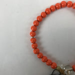 Japanese Buddhist Prayer Bracelet Vtg Rosary Juzu Orange Stone Glass Beads JZ156