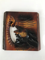 Japanese Carved Wooden Ainu Man Wall Hanging Vtg Nipopo Hokkaido Brown AB111