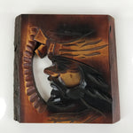 Japanese Carved Wooden Ainu Man Wall Hanging Vtg Nipopo Hokkaido Brown AB111