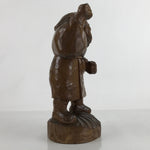 Japanese Carved Wooden Ainu Old Man Statue Vtg Okimono Hokkaido Brown AB114