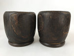 Japanese Carved Wooden Brazier Fire Pit Vtg Hibachi Copper Insert 2pc Set H46