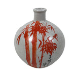 Japanese Ceramic Flower Vase Ikebana Kabin White Red Bamboo Anniversary FK221