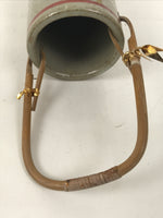 Japanese Ceramic Flower Vase Vtg Ikebana Kabin Gray Akae Bamboo Handle FK188