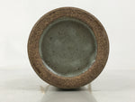 Japanese Ceramic Flower Vase Vtg Ikebana Kabin Gray Akae Bamboo Handle FK188