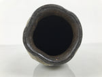 Japanese Ceramic Flower Vase Vtg Kabin Brown Charcoal Ash Glaze Unduration FK224
