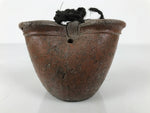 Japanese Ceramic Flower Vase Vtg Kabin Unglazed Brown Hanging Notch Rope FK220