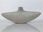 Japanese Ceramic Flower Vase Vtg Kabin White Wide Unique Textured Boat FK222
