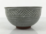 Japanese Ceramic Green Tea Bowl Matcha Chawan Vtg Mishima Gray Pottery CHB138