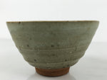 Japanese Ceramic Green Tea Bowl Matcha Chawan Vtg Pottery Gray Green CHB143