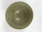 Japanese Ceramic Green Tea Bowl Matcha Chawan Vtg Pottery Gray Green CHB143