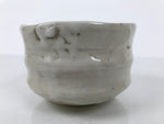 Japanese Ceramic Green Tea Bowl Matcha Chawan Vtg Pottery White Thick CHB132
