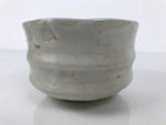 Japanese Ceramic Green Tea Bowl Matcha Chawan Vtg Pottery White Thick CHB132