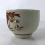 Japanese Ceramic Kutani Ware Teacup Vtg Pottery Yunomi Crackle Bamboo Red TC546