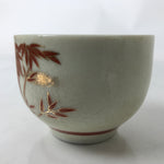 Japanese Ceramic Kutani Ware Teacup Vtg Pottery Yunomi Crackle Bamboo Red TC549