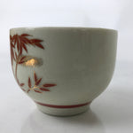 Japanese Ceramic Kutani Ware Teacup Vtg Pottery Yunomi Crackle Bamboo Red TC550