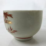 Japanese Ceramic Kutani Ware Teacup Vtg Pottery Yunomi Crackle Bamboo Red TC551