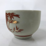 Japanese Ceramic Kutani Ware Teacup Vtg Pottery Yunomi Crackle Bamboo Red TC552