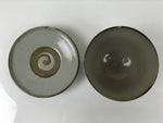 Japanese Ceramic Lidded Bowl Mushiwan Cup Pottery Gray White Plum Blossoms Y470