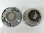 Japanese Ceramic Lidded Bowl Mushiwan Cup Pottery Gray White Plum Blossoms Y470