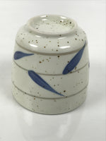 Japanese Ceramic Lidded Bowl Mushiwan Cup Pottery White Blue Bamboo Leaves Y547